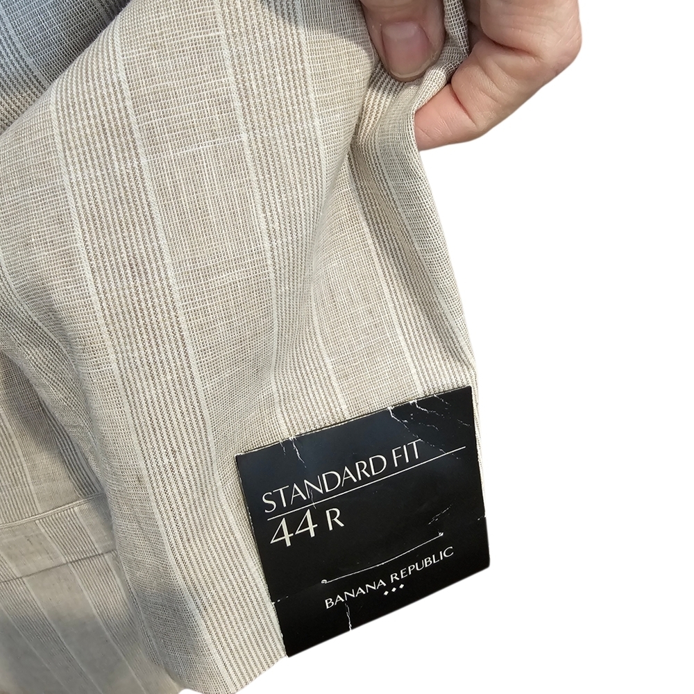 New Banana Republic Men's Linen Blend Blazer - Light tan Striped - Picture 9 of 13